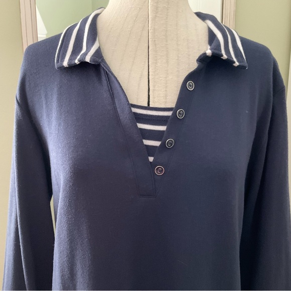 MISOOK NAVY BLUE NAUTICAL STYLE PULLOVER SWEATER, SIZE: XL - Picture 3 of 14
